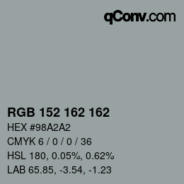 カラーコード: RGB 152 162 162 | qconv.com