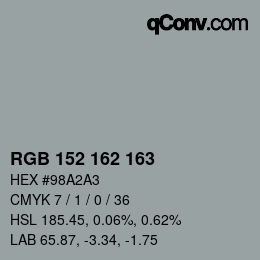 Color code: RGB 152 162 163 | qconv.com