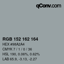 Color code: RGB 152 162 164 | qconv.com
