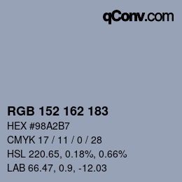 Color code: RGB 152 162 183 | qconv.com