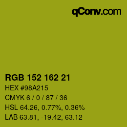カラーコード: RGB 152 162 21 | qconv.com