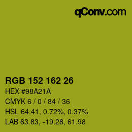 Color code: RGB 152 162 26 | qconv.com