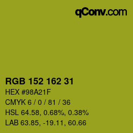 カラーコード: RGB 152 162 31 | qconv.com