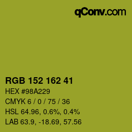 Color code: RGB 152 162 41 | qconv.com