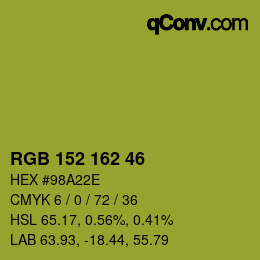 Color code: RGB 152 162 46 | qconv.com