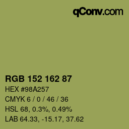 カラーコード: RGB 152 162 87 | qconv.com