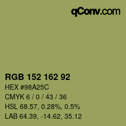 カラーコード: RGB 152 162 92 | qconv.com