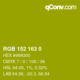 颜色代码: RGB 152 163 0 | qconv.com