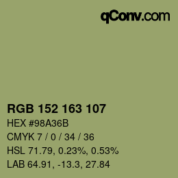 Farbcode: RGB 152 163 107 | qconv.com