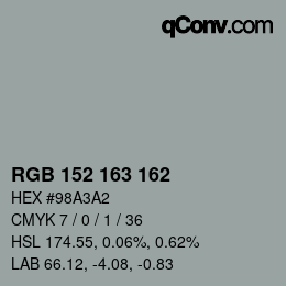 Color code: RGB 152 163 162 | qconv.com