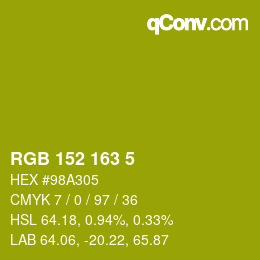 Color code: RGB 152 163 5 | qconv.com