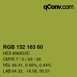 カラーコード: RGB 152 163 60 | qconv.com