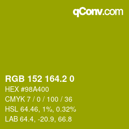 カラーコード: RGB 152 164.2 0 | qconv.com