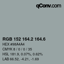 カラーコード: RGB 152 164.2 164.6 | qconv.com