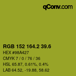 カラーコード: RGB 152 164.2 39.6 | qconv.com