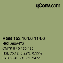 カラーコード: RGB 152 164.6 114.6 | qconv.com