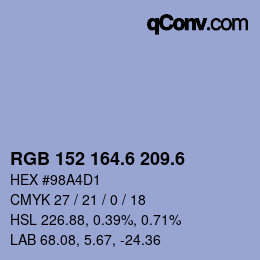 カラーコード: RGB 152 164.6 209.6 | qconv.com