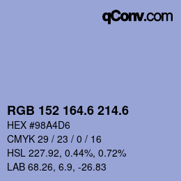 カラーコード: RGB 152 164.6 214.6 | qconv.com