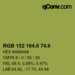 カラーコード: RGB 152 164.6 74.6 | qconv.com
