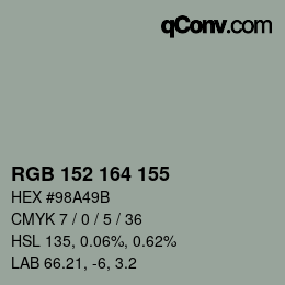 颜色代码: RGB 152 164 155 | qconv.com