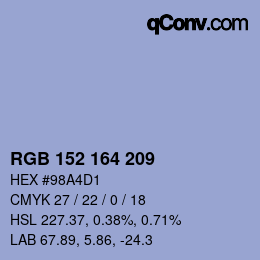 Color code: RGB 152 164 209 | qconv.com