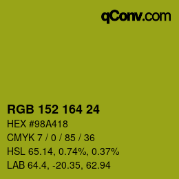 Color code: RGB 152 164 24 | qconv.com