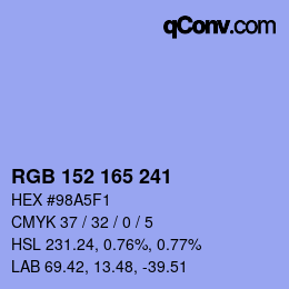 Color code: RGB 152 165 241 | qconv.com