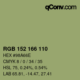 Código de color: RGB 152 166 110 | qconv.com
