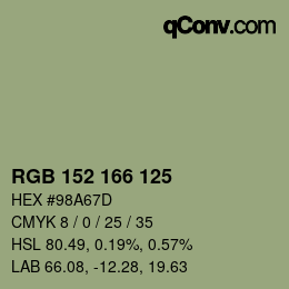 Farbcode: RGB 152 166 125 | qconv.com