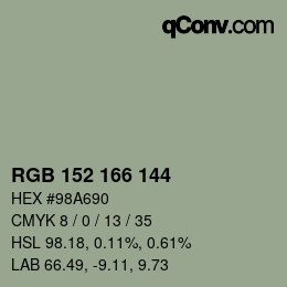 Color code: RGB 152 166 144 | qconv.com