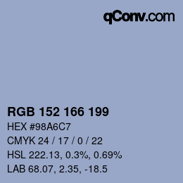 Color code: RGB 152 166 199 | qconv.com