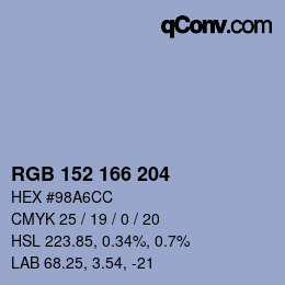 Color code: RGB 152 166 204 | qconv.com