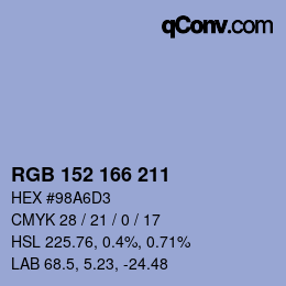 Color code: RGB 152 166 211 | qconv.com