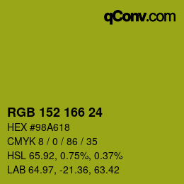 Color code: RGB 152 166 24 | qconv.com