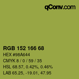 カラーコード: RGB 152 166 68 | qconv.com