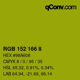 颜色代码: RGB 152 166 8 | qconv.com