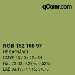 Farbcode: RGB 152 168 97 | qconv.com