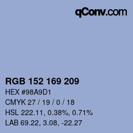 Color code: RGB 152 169 209 | qconv.com