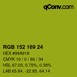 Color code: RGB 152 169 24 | qconv.com
