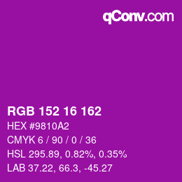 Color code: RGB 152 16 162 | qconv.com