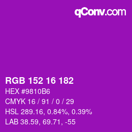 Color code: RGB 152 16 182 | qconv.com