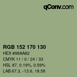 カラーコード: RGB 152 170 130 | qconv.com