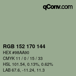 颜色代码: RGB 152 170 144 | qconv.com