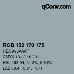 Farbcode: RGB 152 170 175 | qconv.com