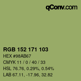 カラーコード: RGB 152 171 103 | qconv.com