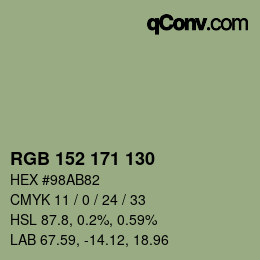 颜色代码: RGB 152 171 130 | qconv.com
