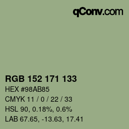 Color code: RGB 152 171 133 | qconv.com