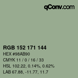 Color code: RGB 152 171 144 | qconv.com