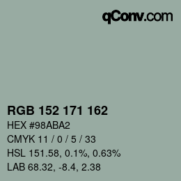 Color code: RGB 152 171 162 | qconv.com