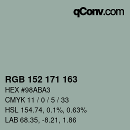 Color code: RGB 152 171 163 | qconv.com